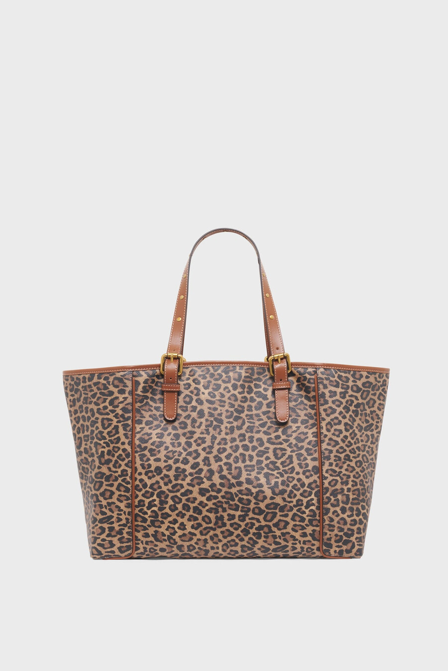 sac cabas en toile enduite léopard et cuir - simple bag