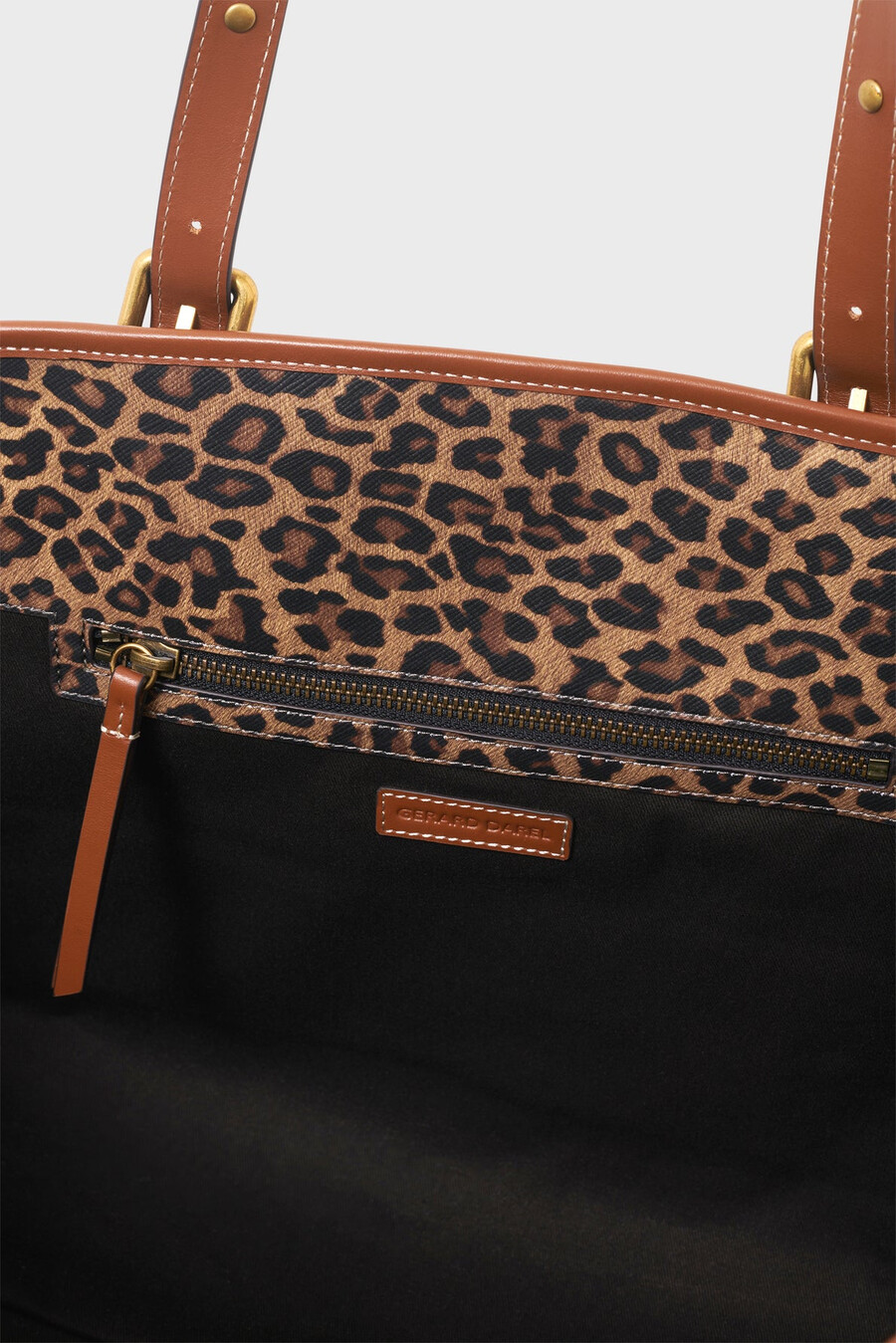 sac cabas en toile enduite léopard et cuir - simple bag