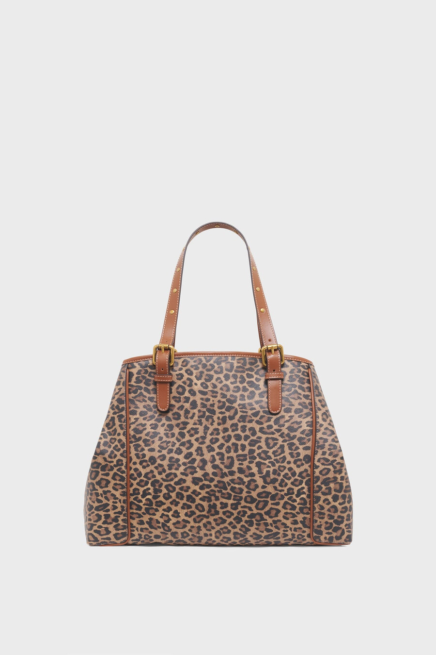 sac cabas en toile enduite léopard et cuir - simple bag