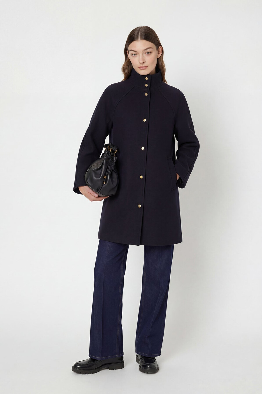 manteau droit à col montant - malvina