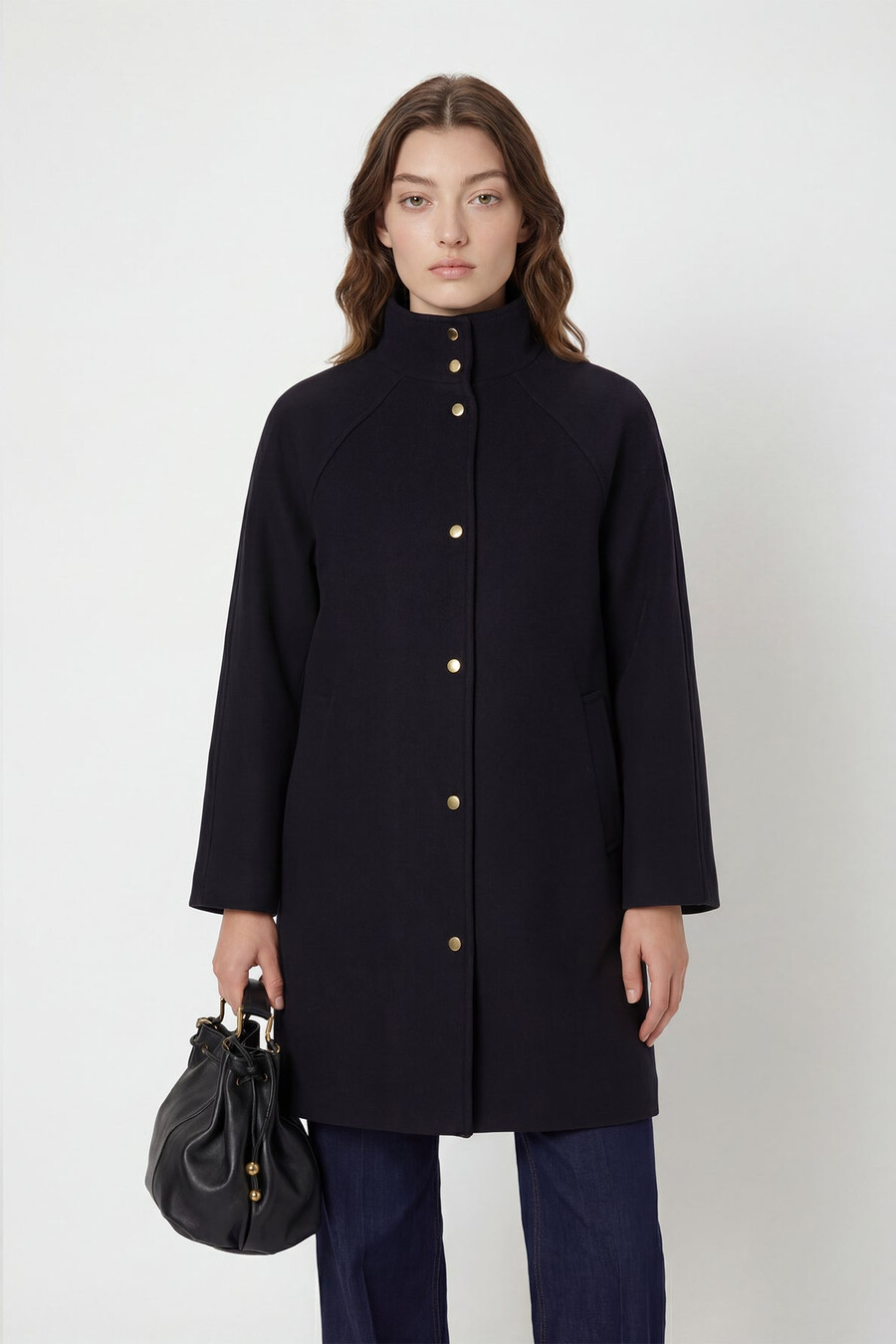 manteau droit à col montant - malvina