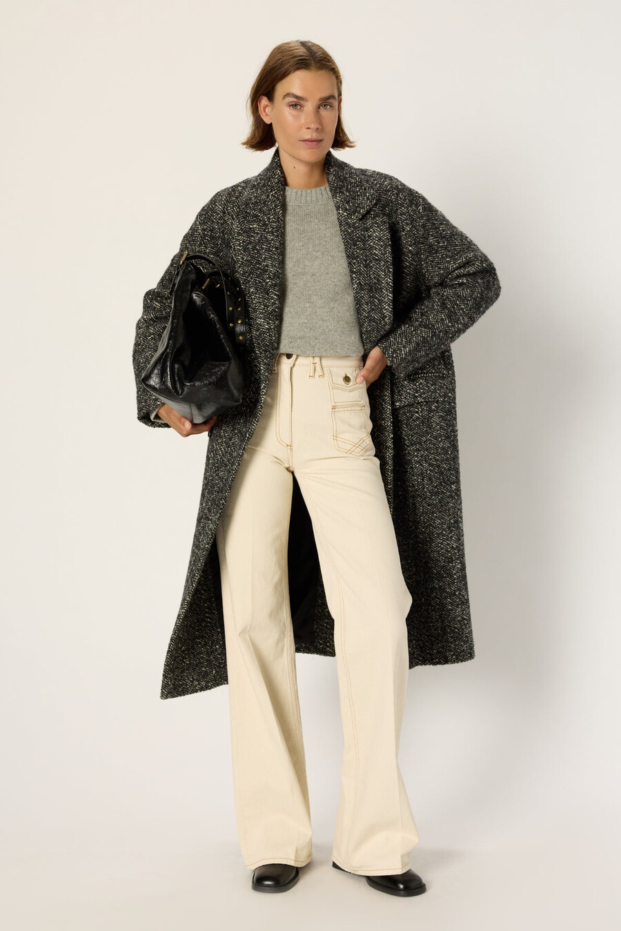 manteau long croisé à chevrons - moly