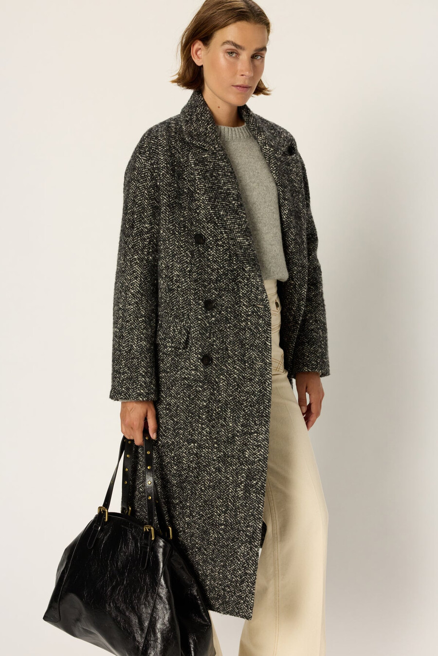 manteau long croisé à chevrons - moly