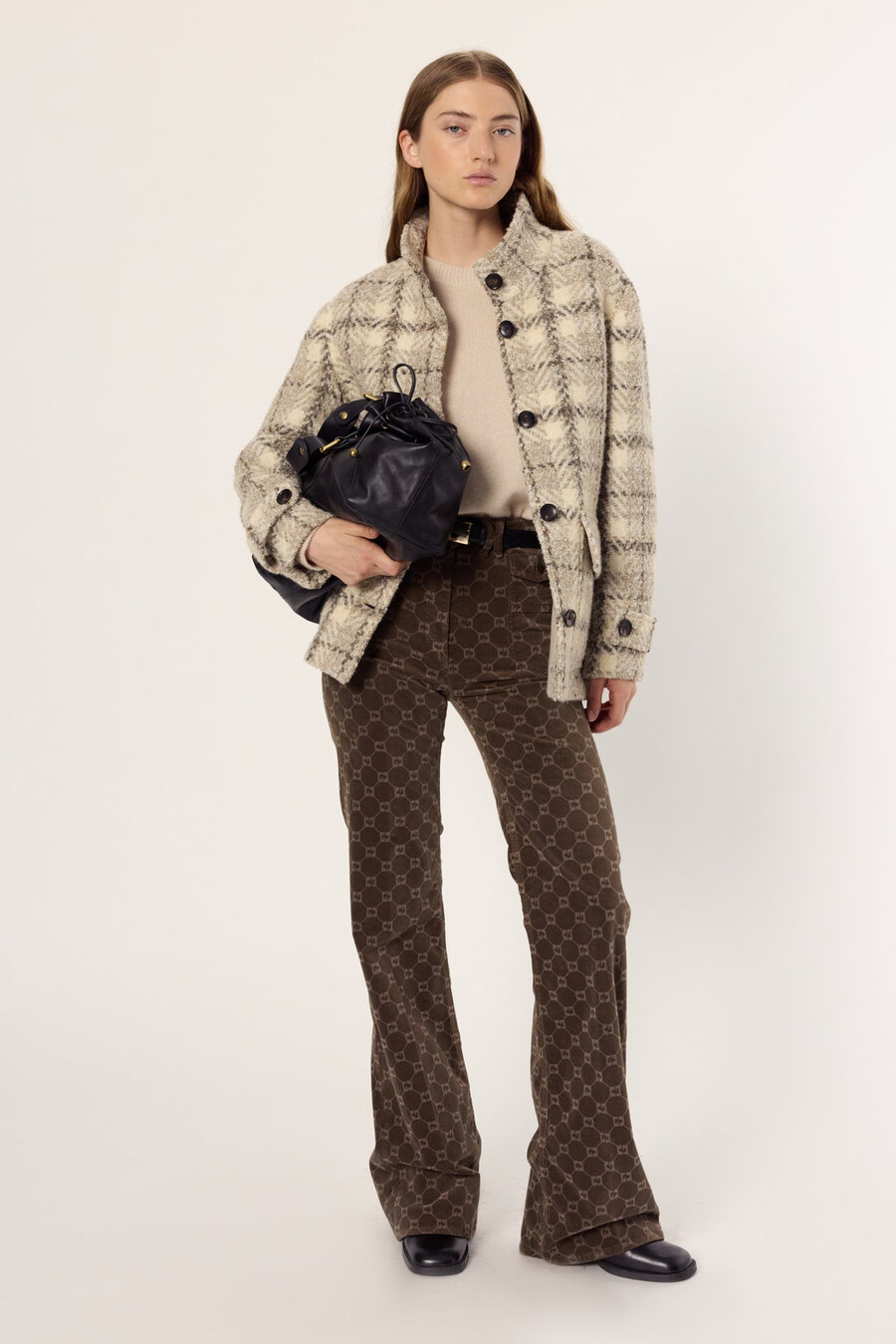 manteau court à carreaux - manuela