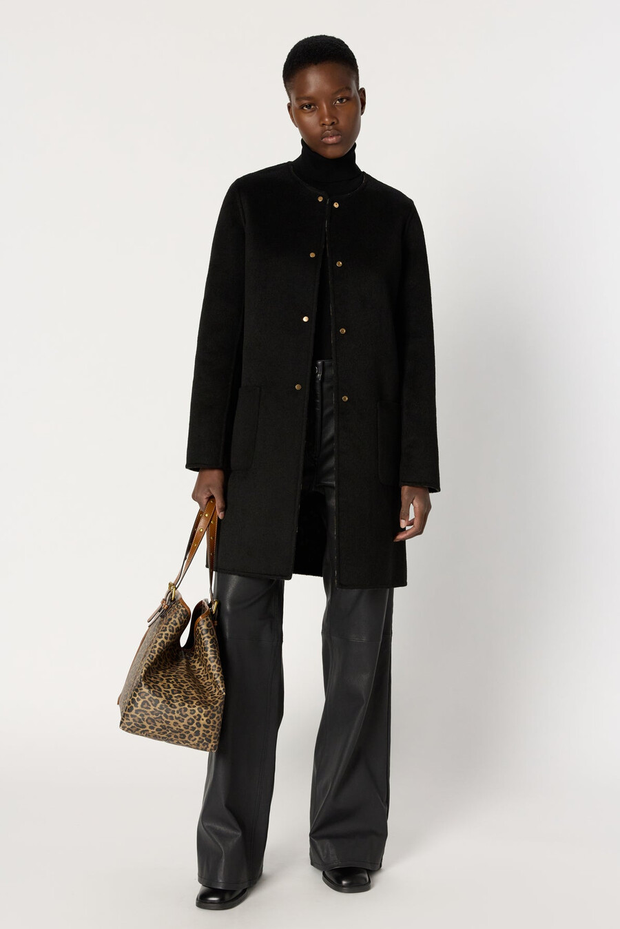 manteau réversible uni et léopard - matilda