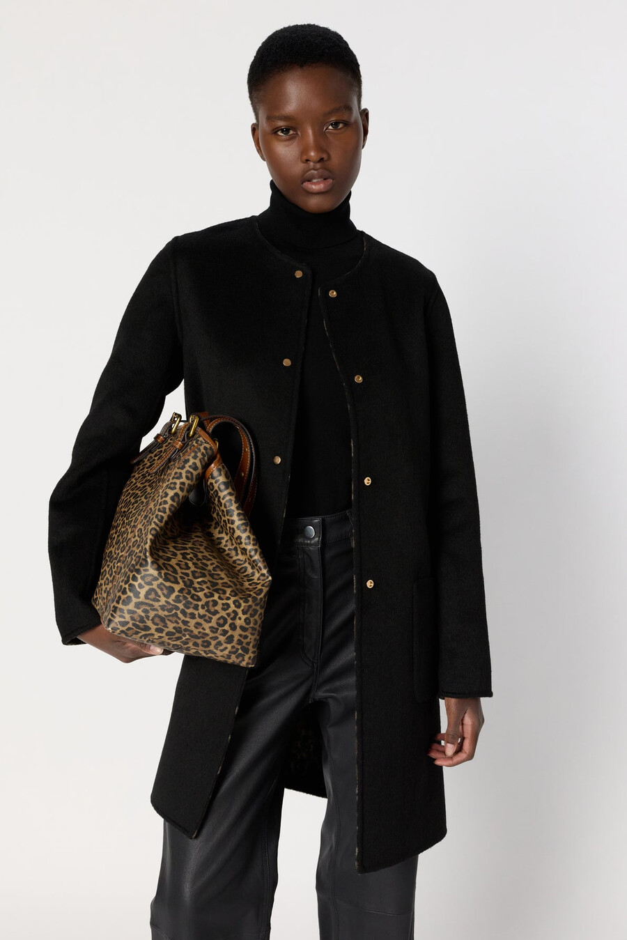 manteau réversible uni et léopard - matilda