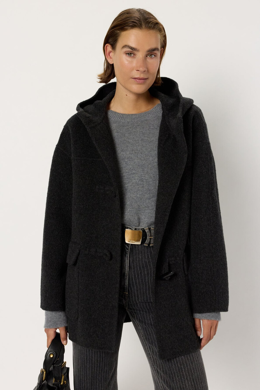 manteau court en laine à capuche - malina