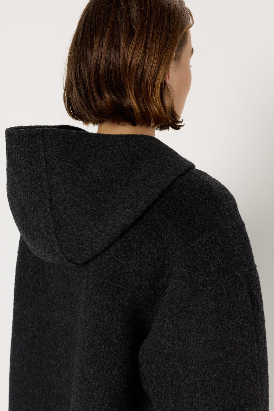 manteau court en laine à capuche - malina