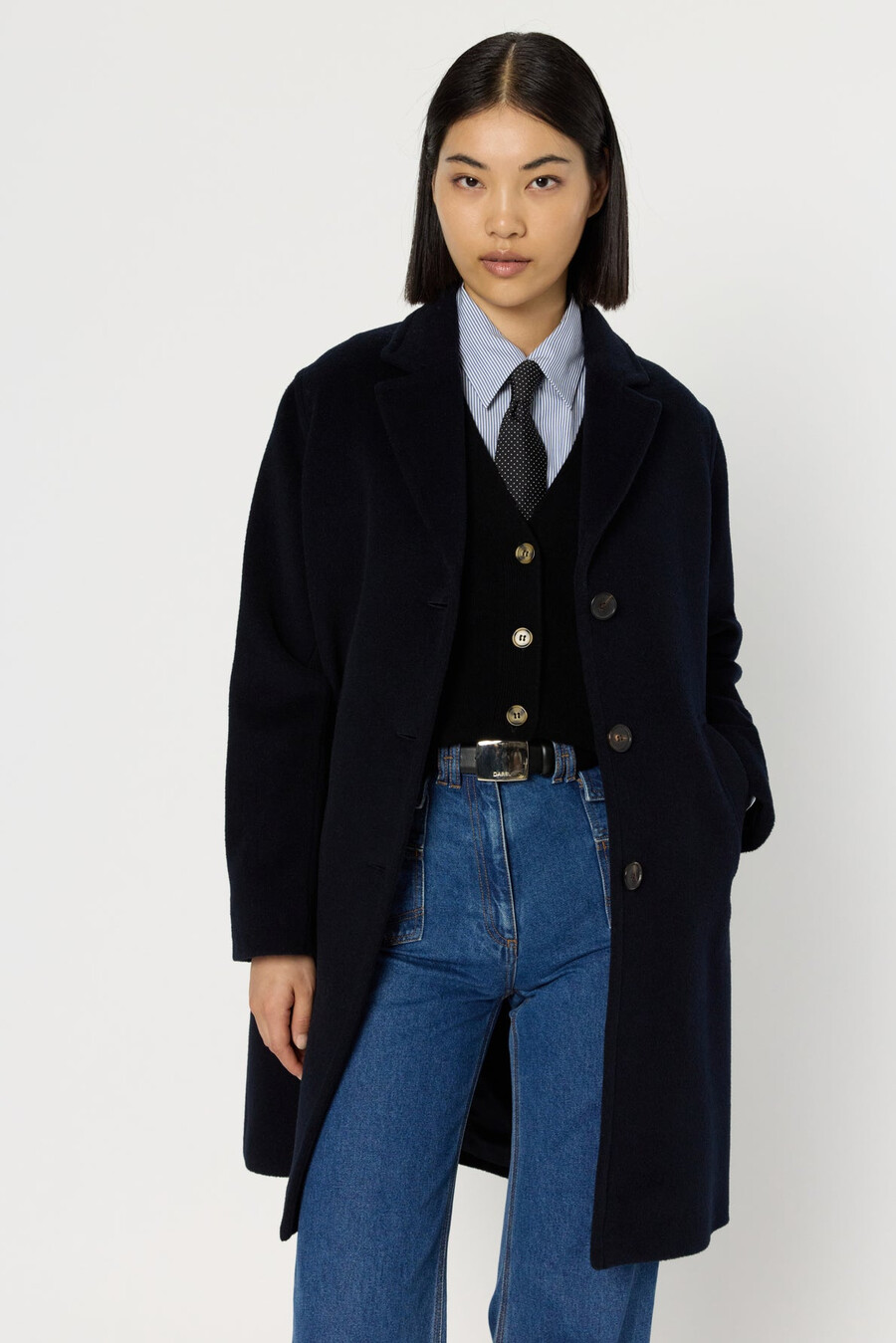 manteau droit en laine et angora - megane
