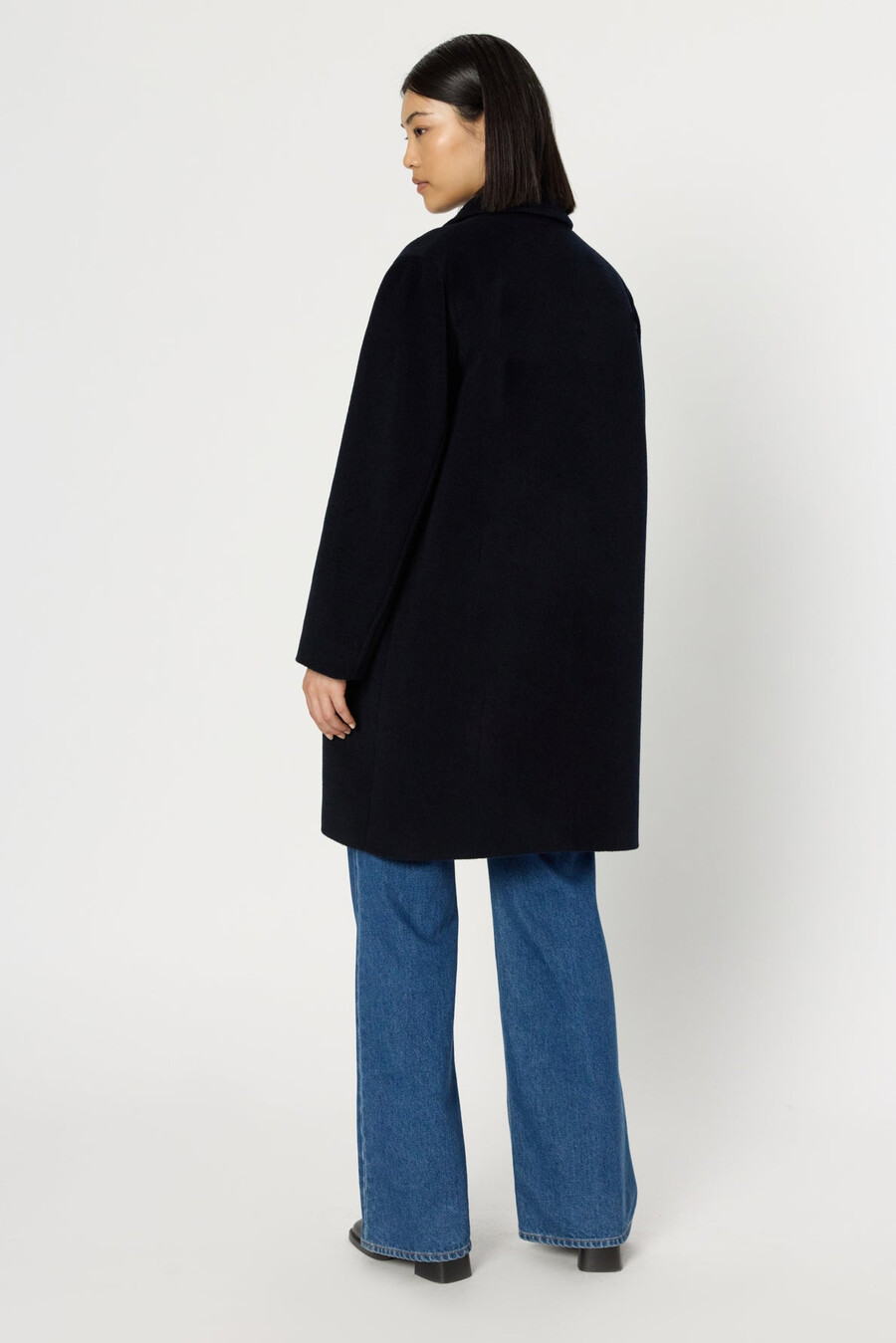 manteau droit en laine et angora - megane