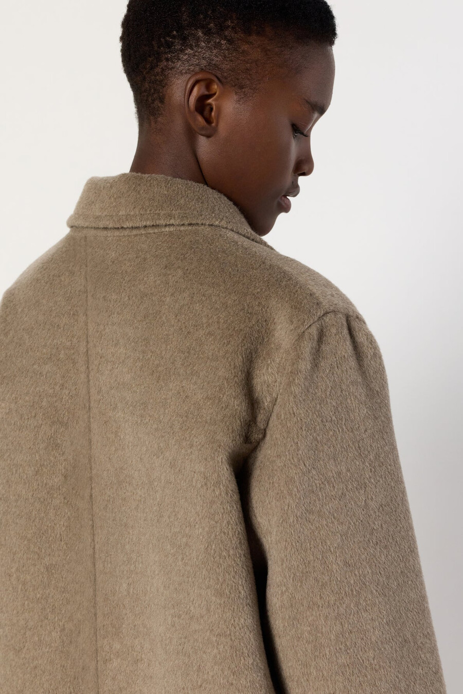manteau droit en laine et angora - megane