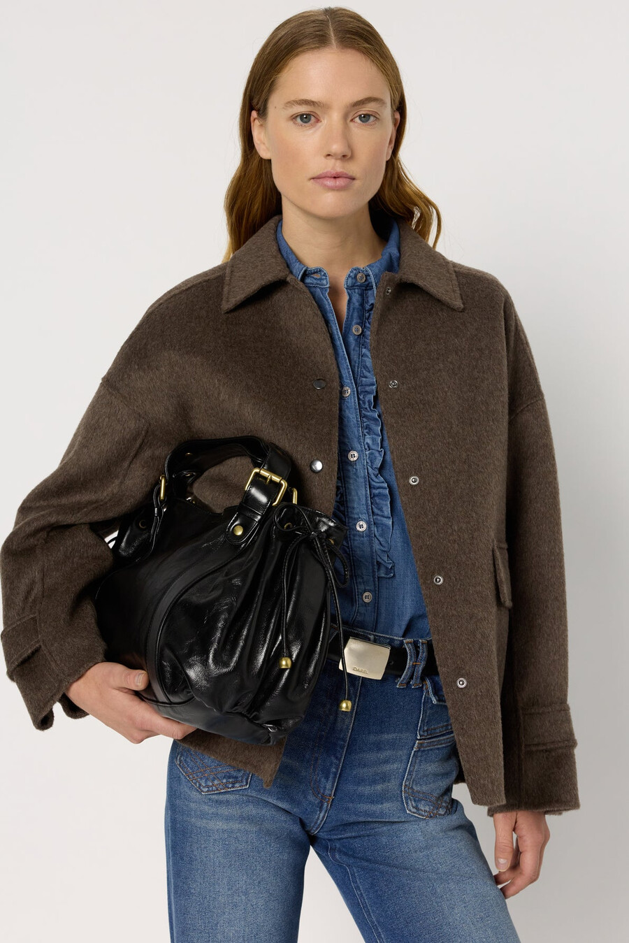 manteau en laine double face style surchemise - melodie