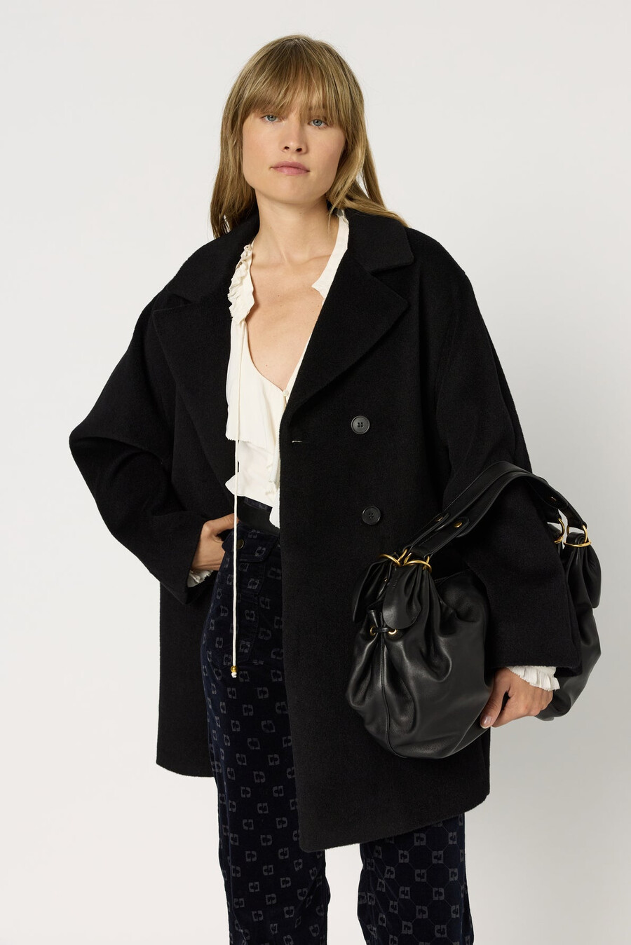 manteau croisé en laine et angora - magali