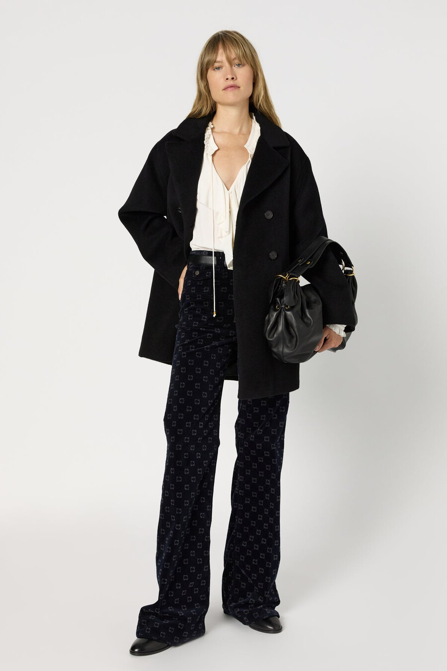 manteau croisé en laine et angora - magali