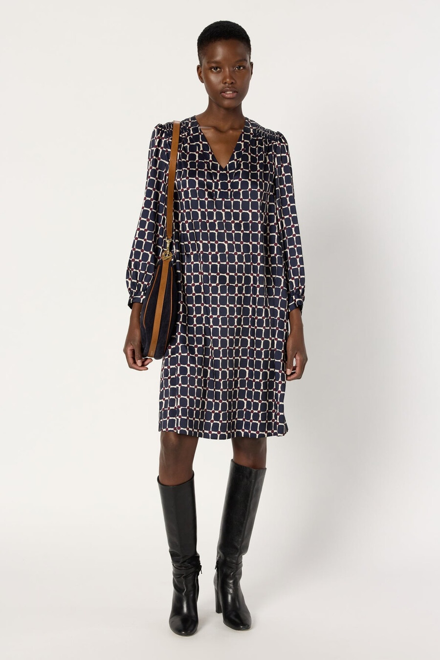 robe courte en satin à carreaux - liza