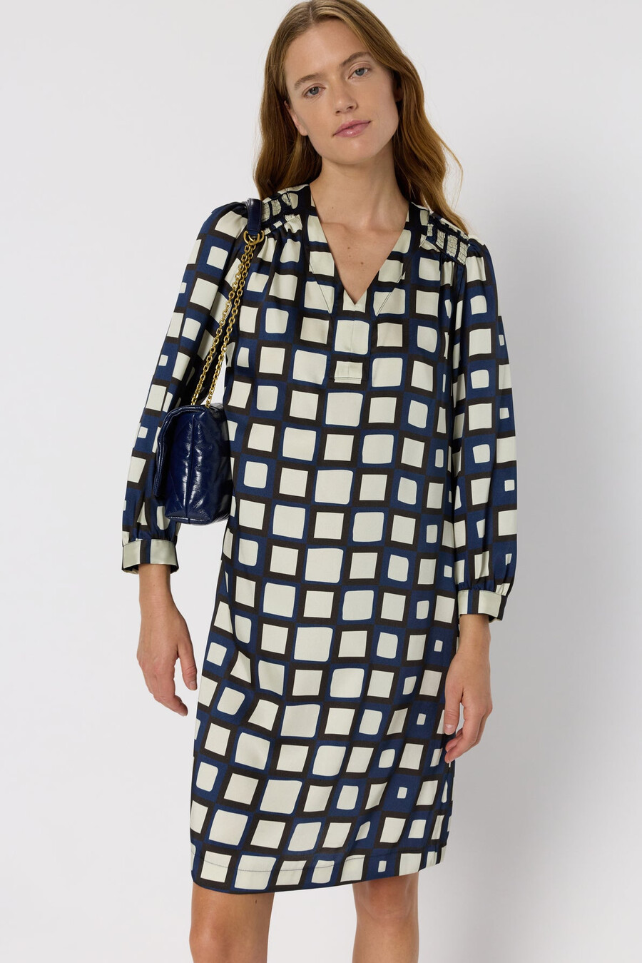 robe courte imprimée en satin - leonie