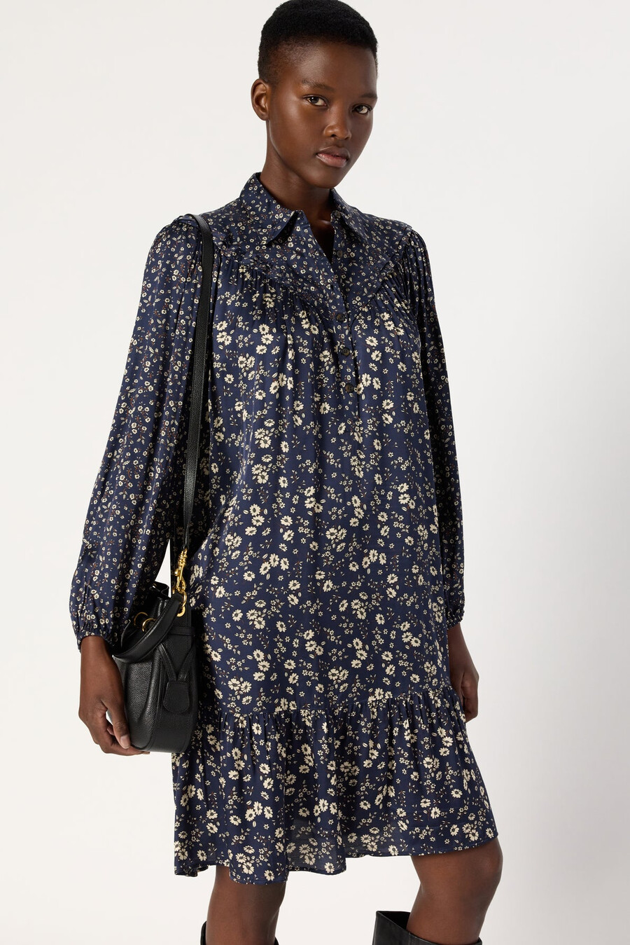 robe imprimée à col chemise - leana