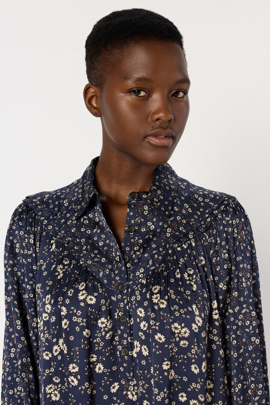 robe imprimée à col chemise - leana