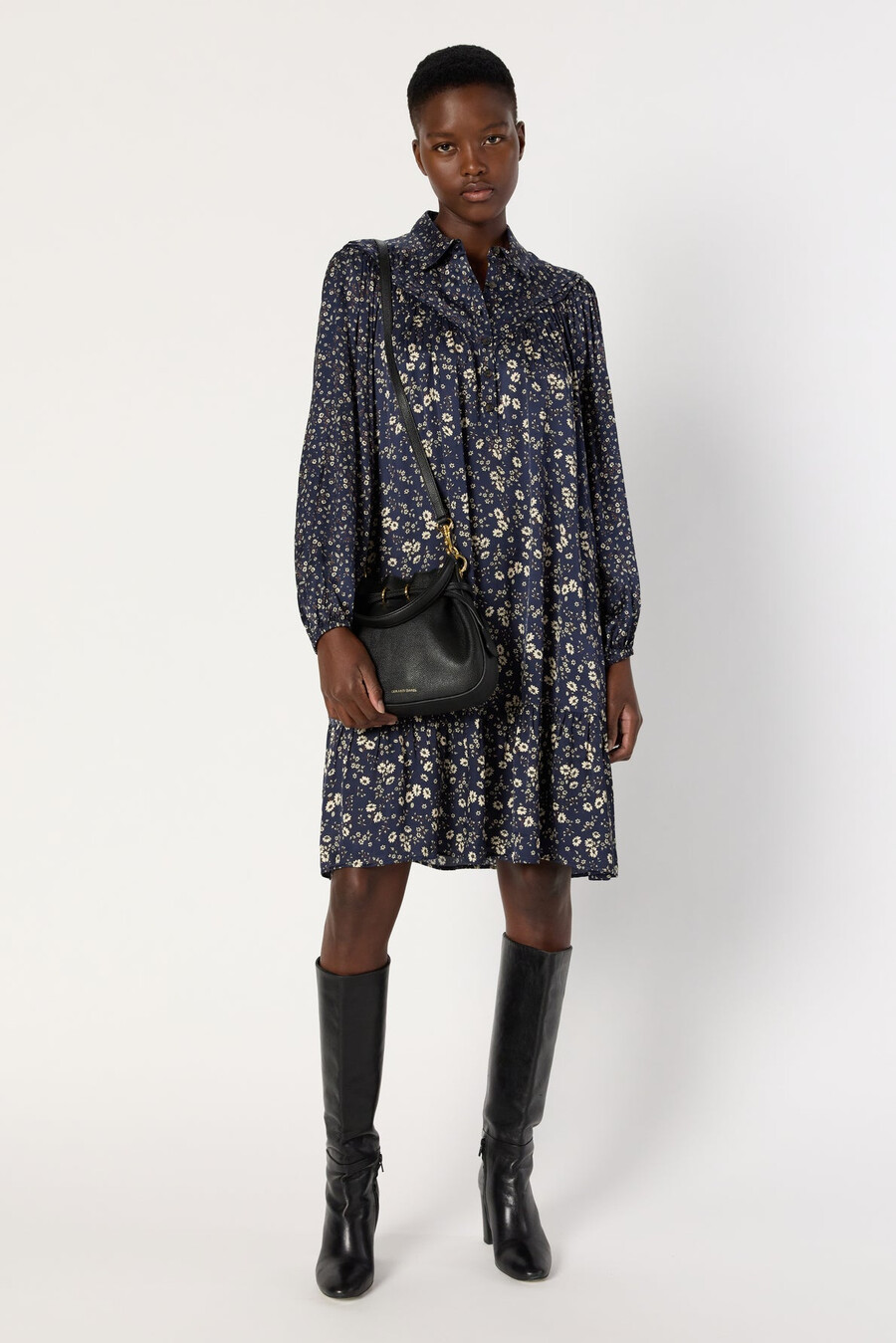 robe imprimée à col chemise - leana