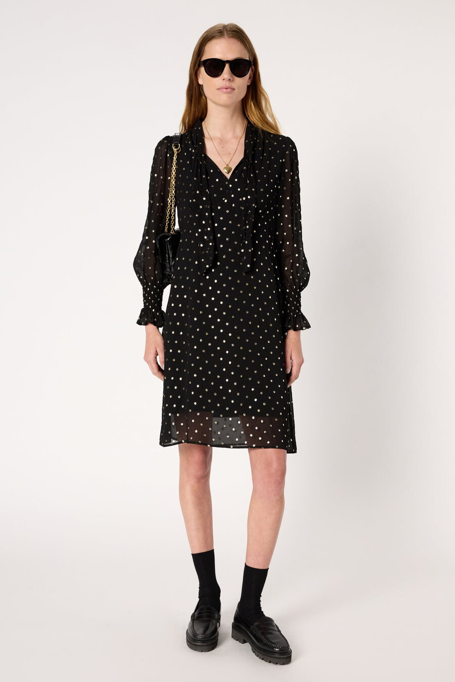 robe en mousseline à col lavallière - laure