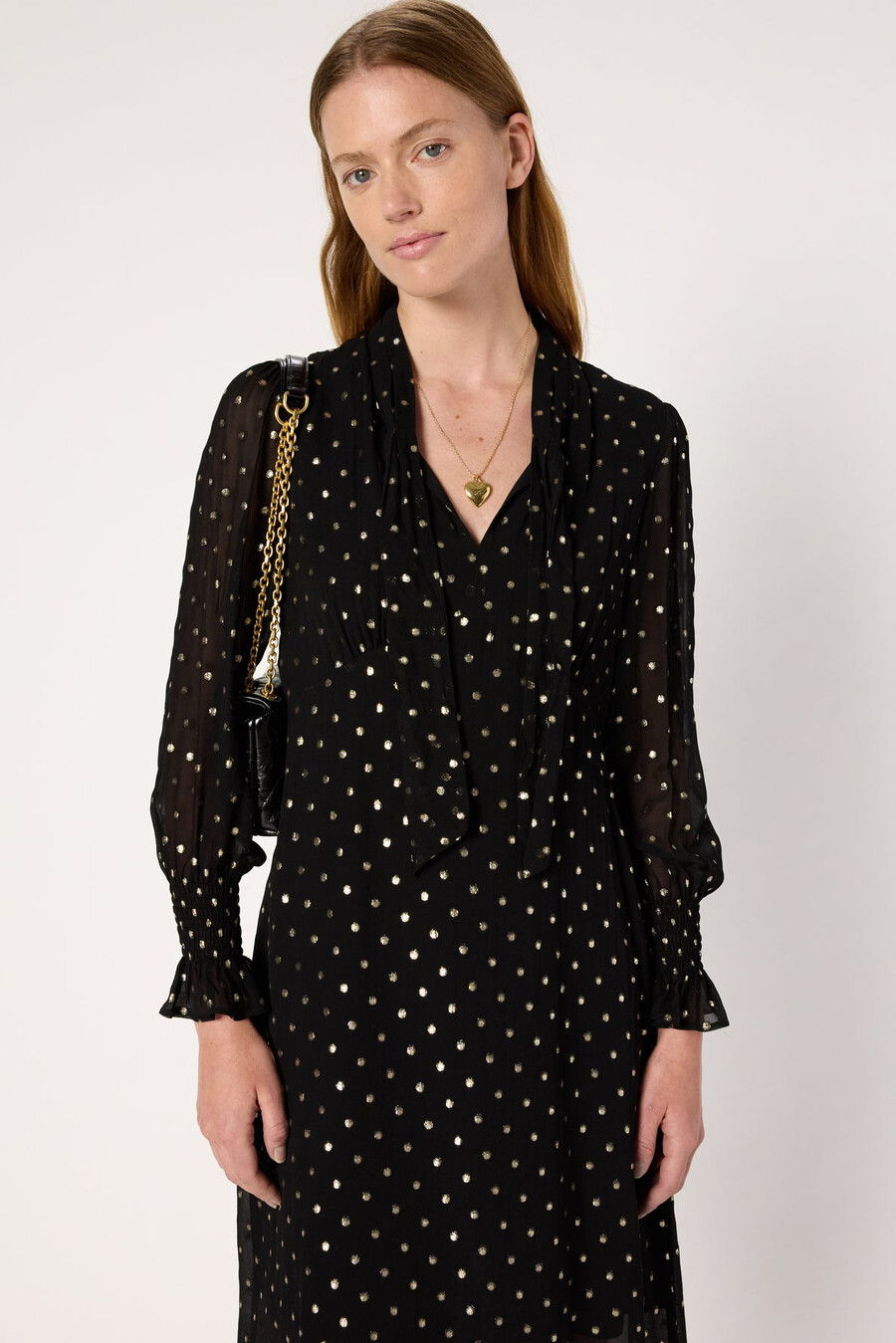 robe en mousseline à col lavallière - laure