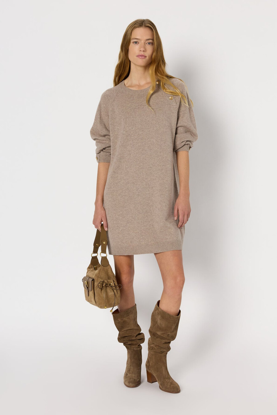 robe courte droite en laine - loma