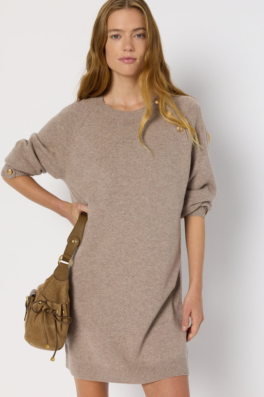 robe courte droite en laine - loma