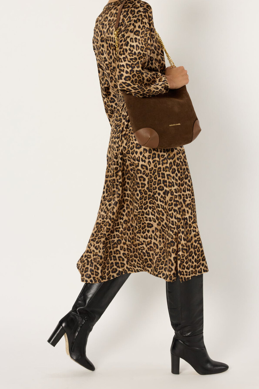 robe midi en satin à motif léopard - liloux