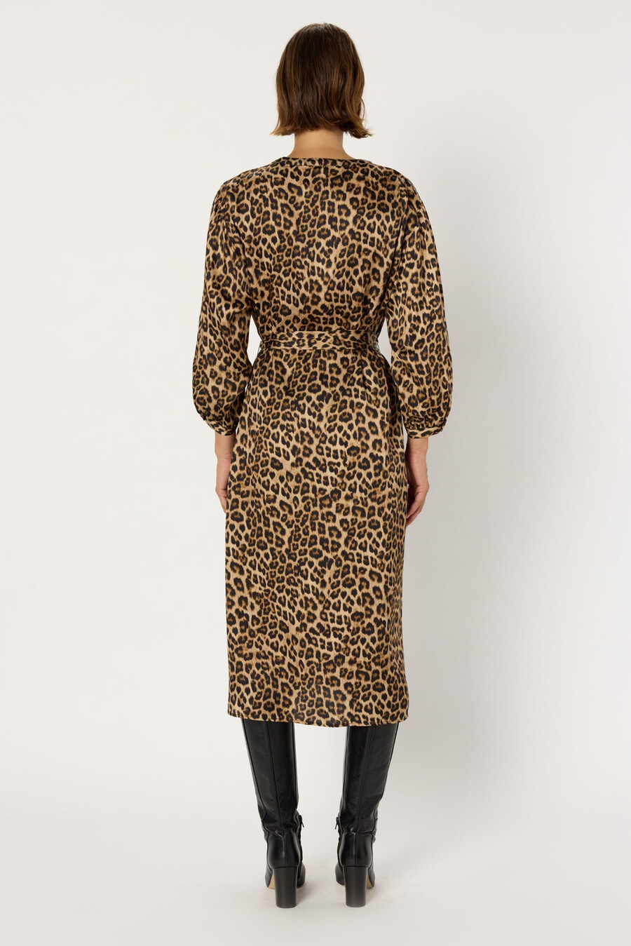 robe midi en satin à motif léopard - liloux