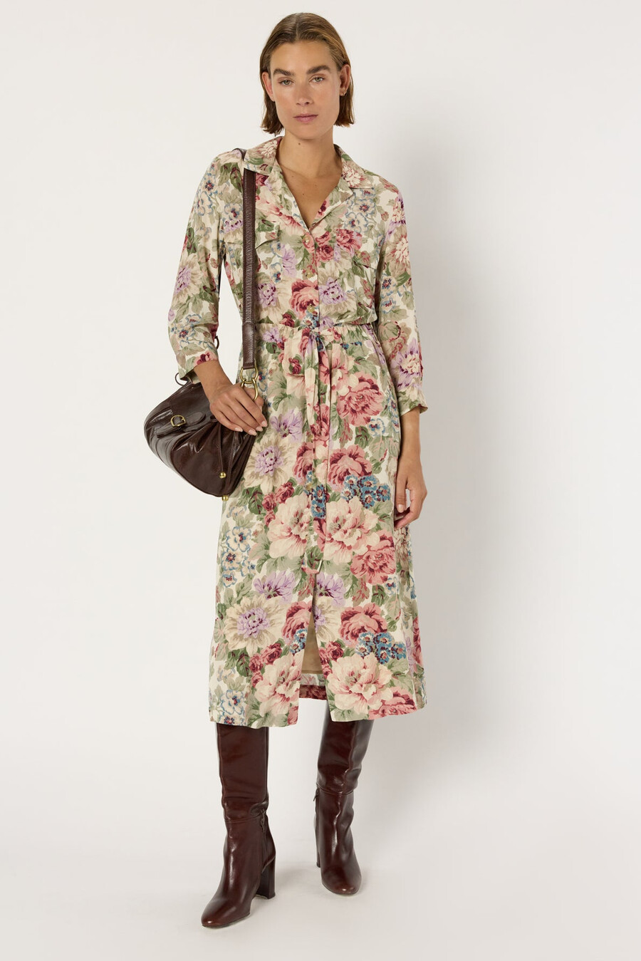 robe chemise longue à fleurs - lian