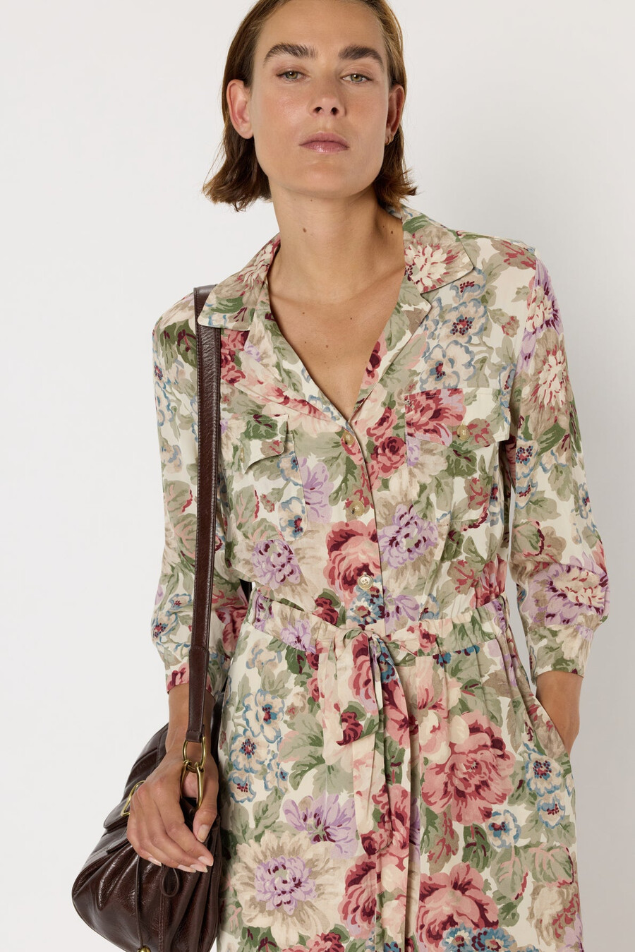 robe chemise longue à fleurs - lian