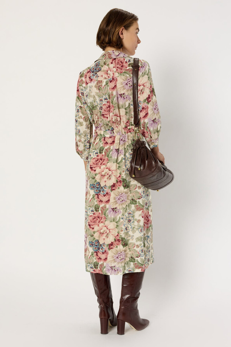robe chemise longue à fleurs - lian
