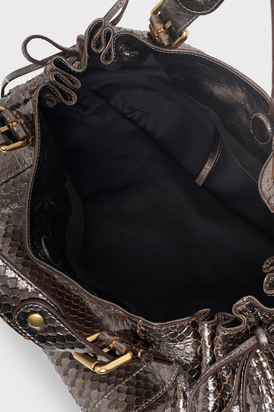 sac à main en cuir métallisé effet python - 24h