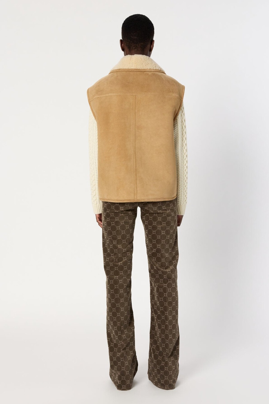 veste sans manches en peau lainée - lydia