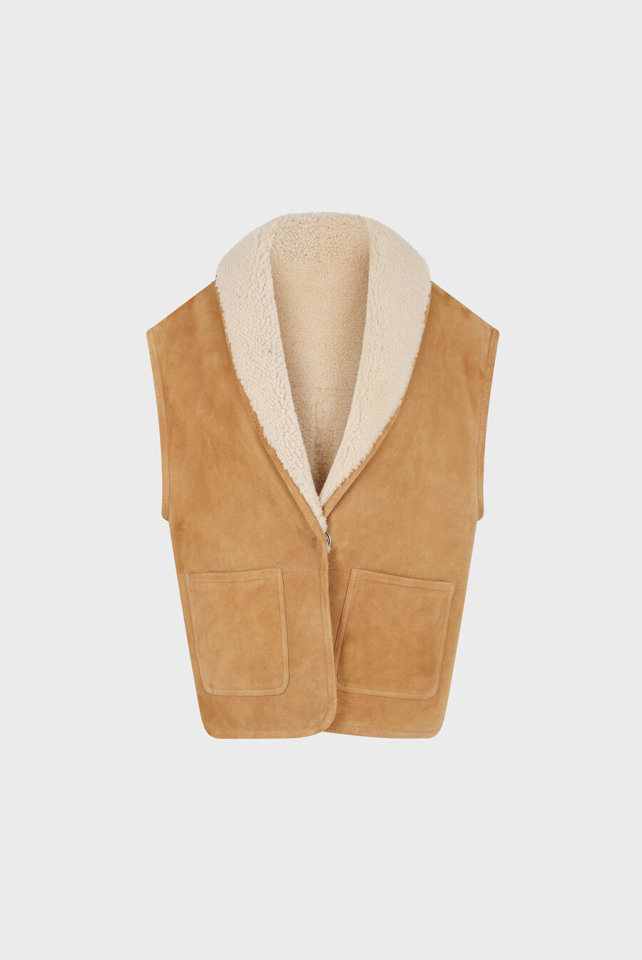 veste sans manches en peau lainée - lydia