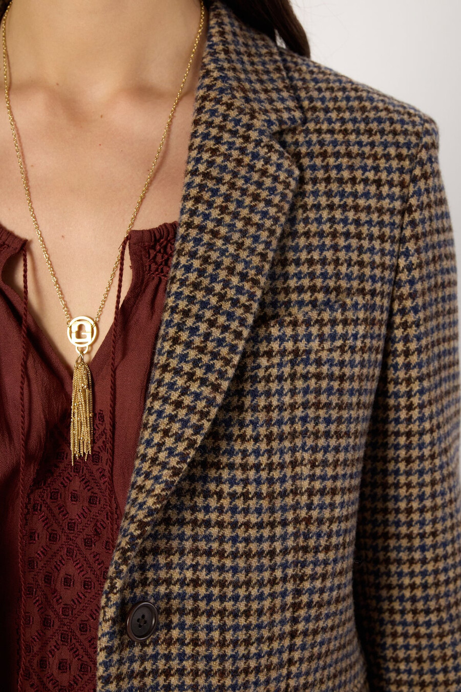 blazer en laine à motif pied-de-poule - nathane