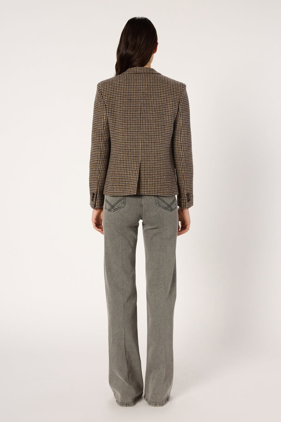 blazer en laine à motif pied-de-poule - nathane