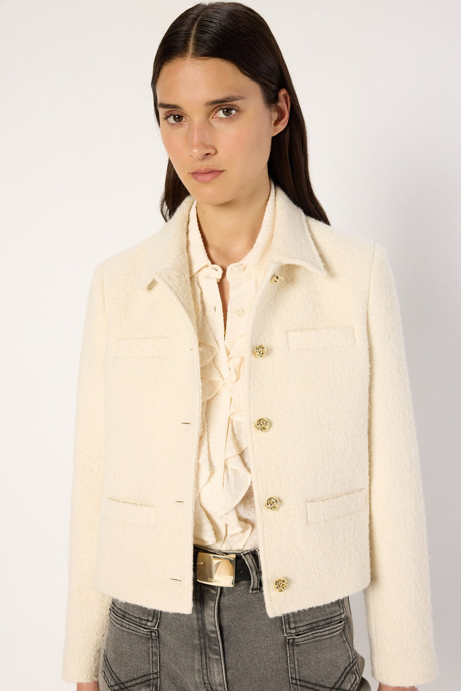 veste courte en tweed uni - norine