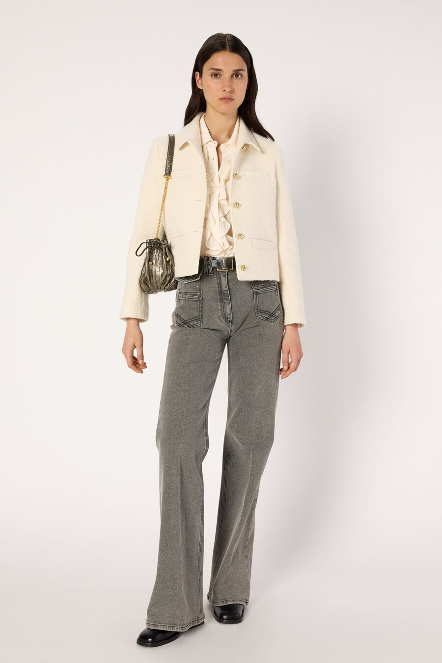 veste courte en tweed uni - norine