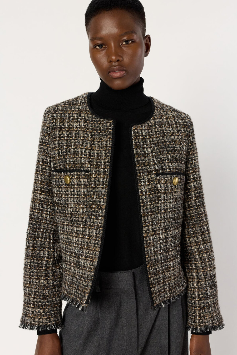 veste en tweed sans col - nour