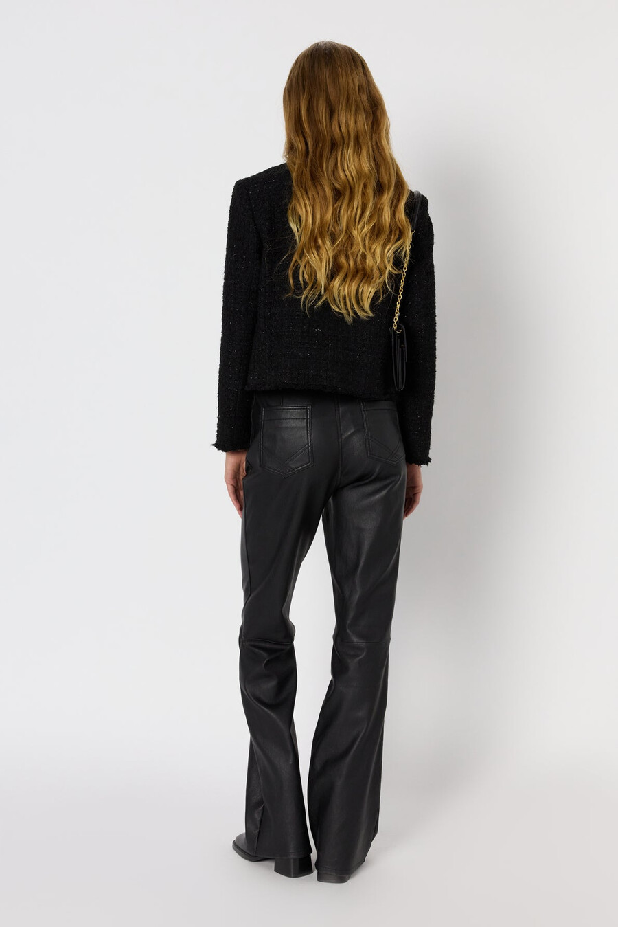 veste sans col en tweed uni avec lurex - nessa