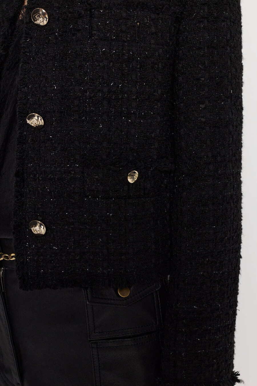veste sans col en tweed uni avec lurex - nessa