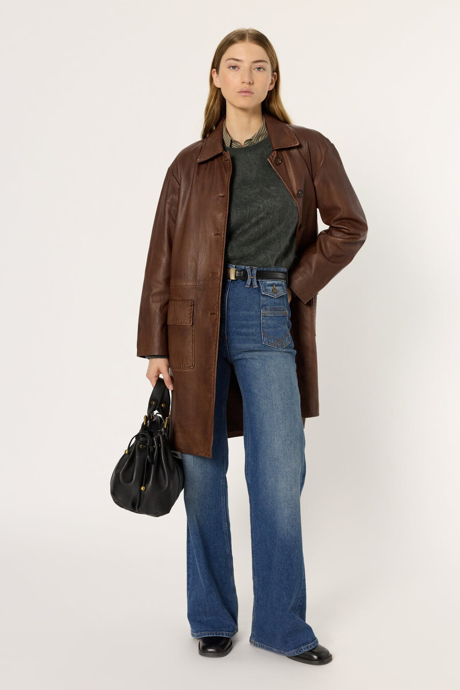 veste longue en cuir - madyson