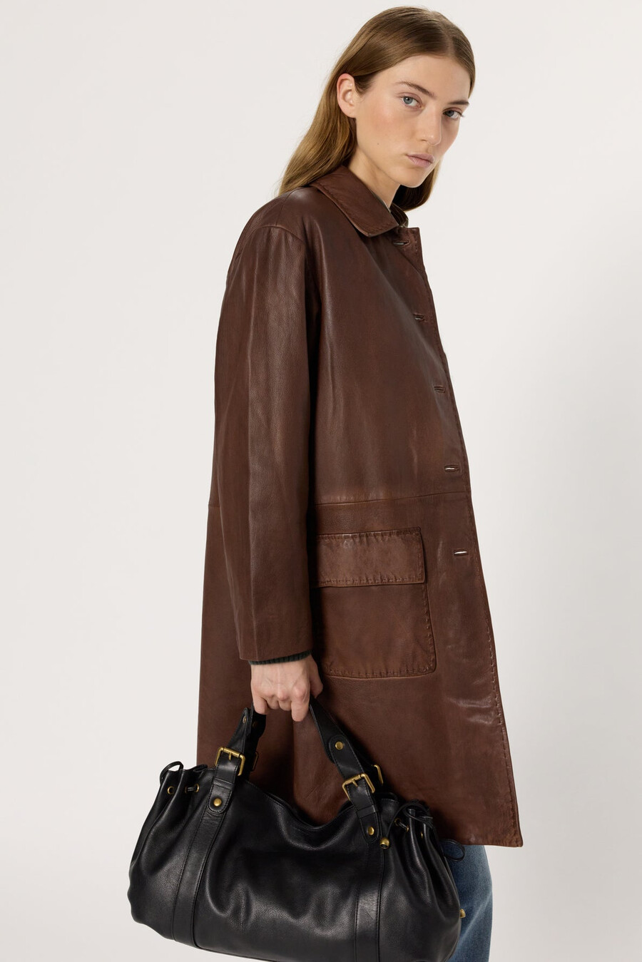 veste longue en cuir - madyson