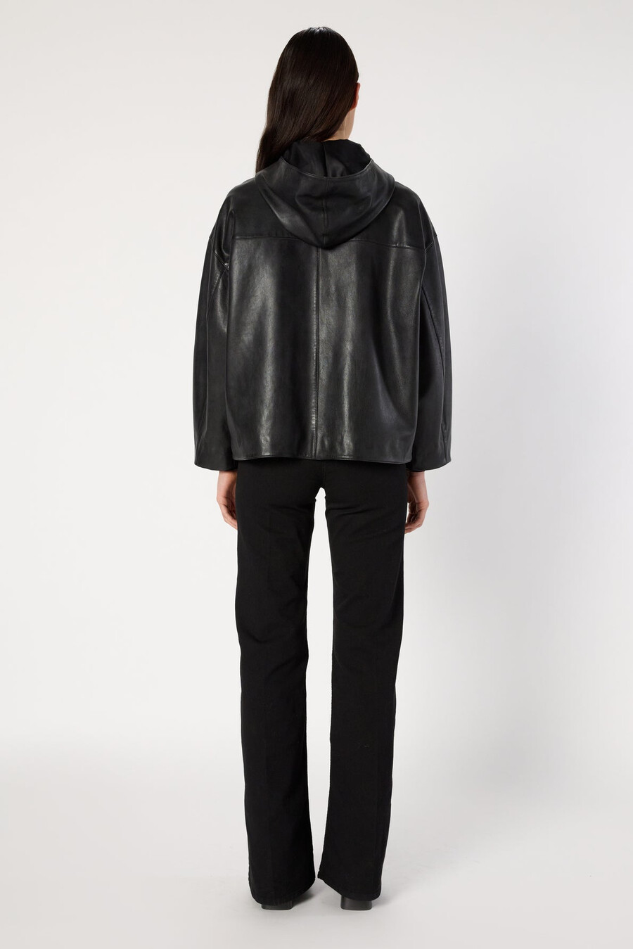 veste en cuir à capuche oversize - nabila