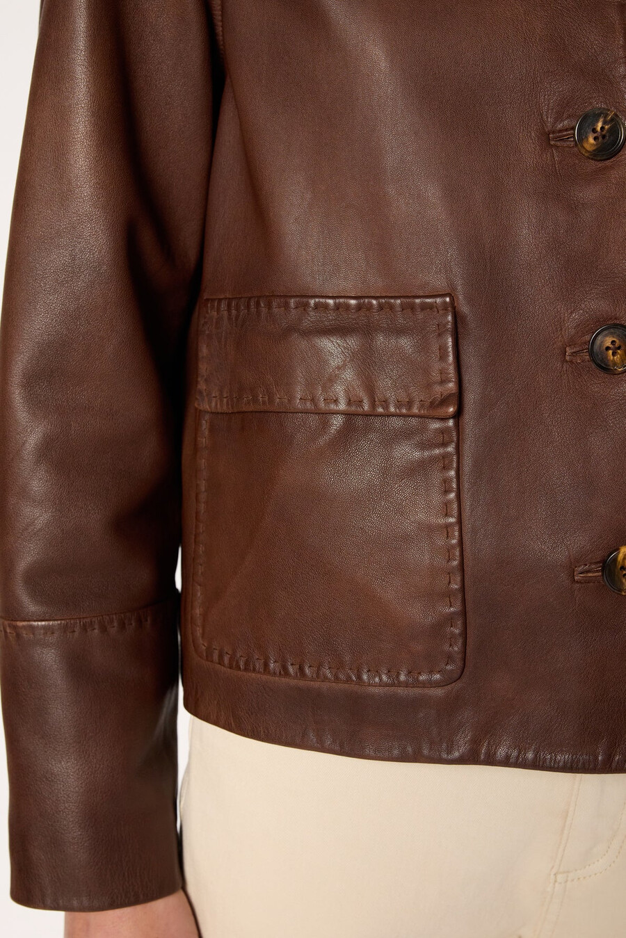 veste en cuir vieilli à coupe droite - naima