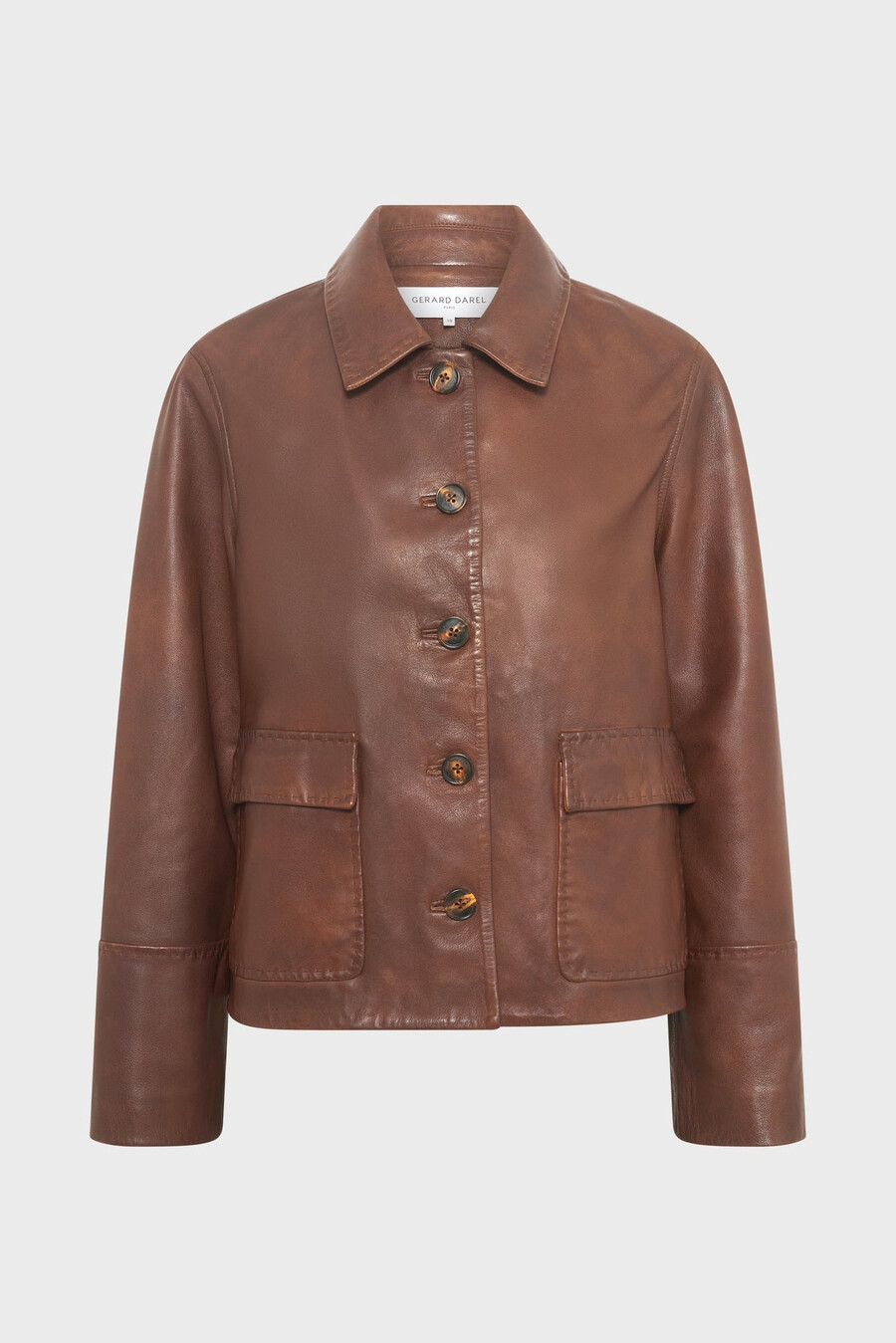 veste en cuir vieilli à coupe droite - naima