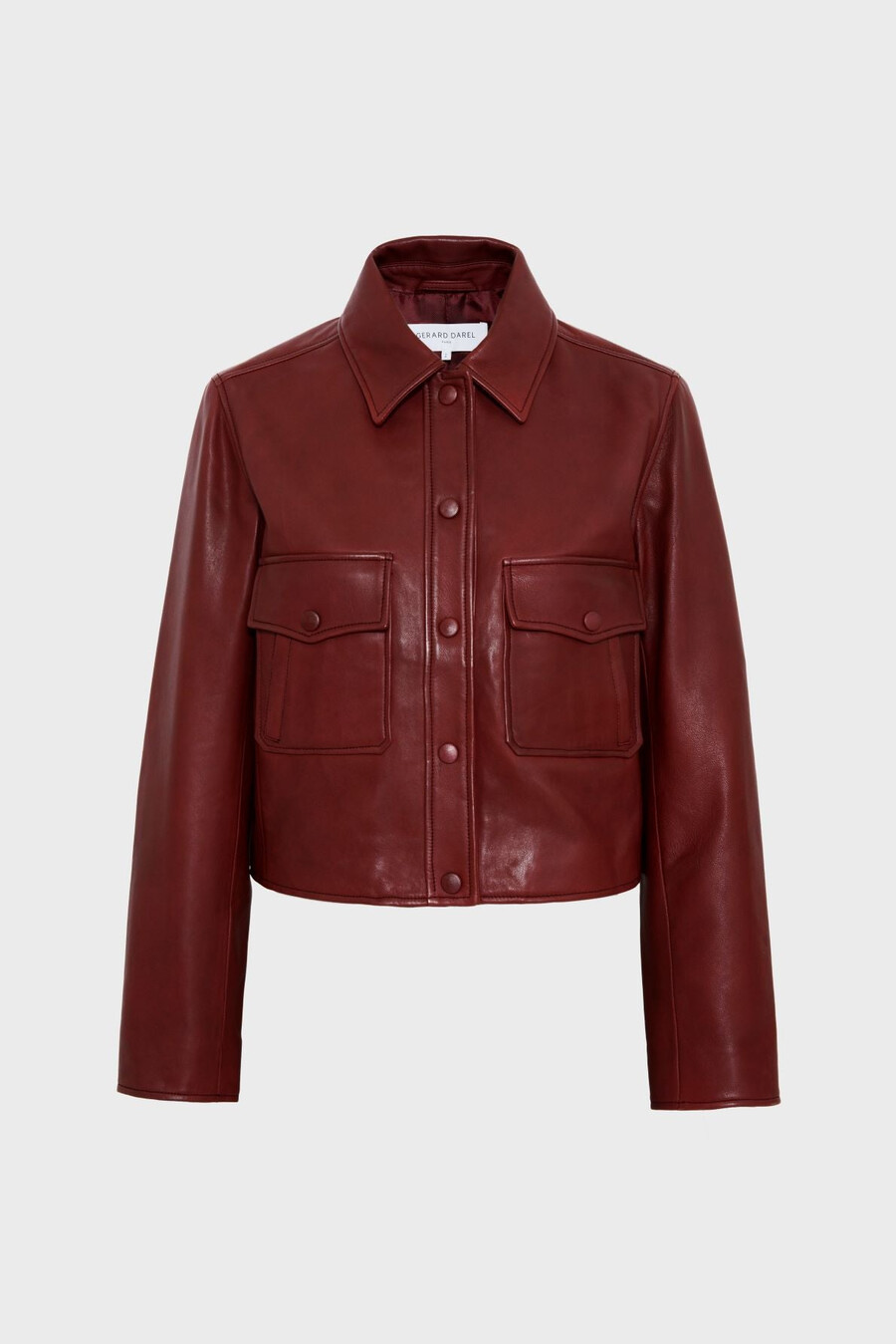 veste courte en cuir bordeaux - noeve