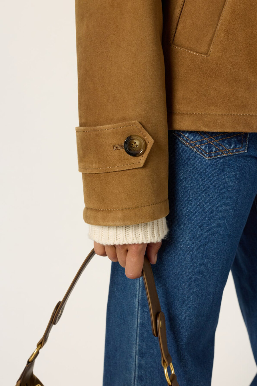 blouson aviateur en peau lainée - nathalie