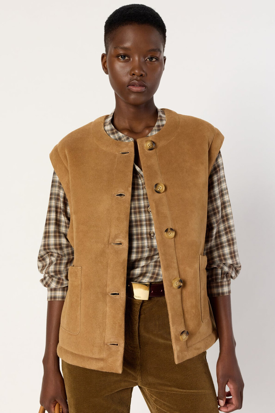 veste sans manches en peau lainée - melissa
